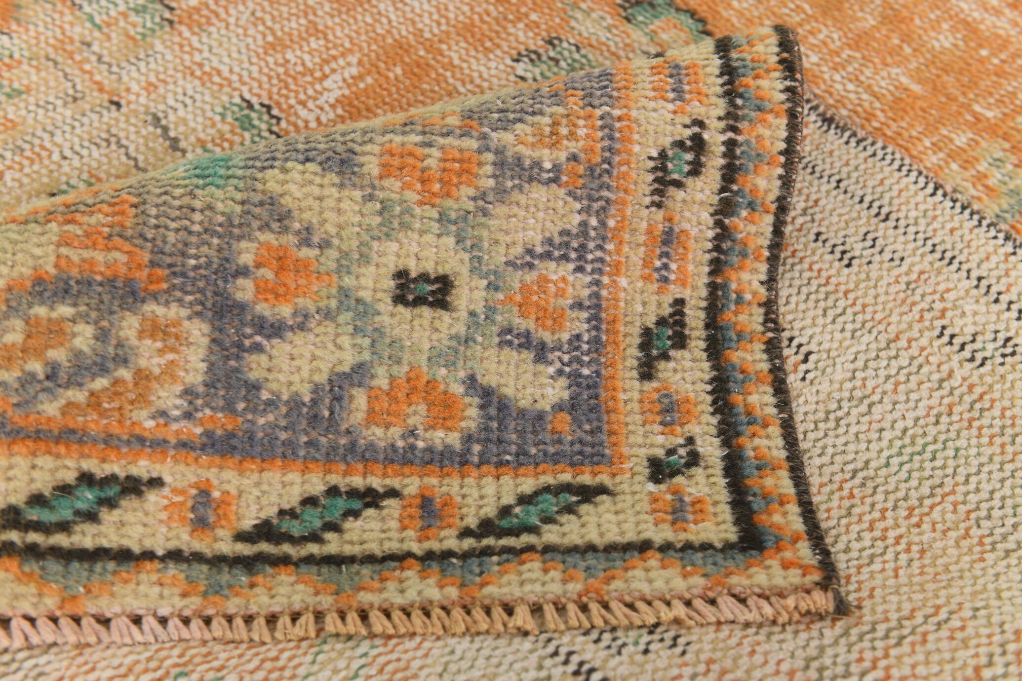 6x10 Peach Orange Large Vintage Rug, 184x290 Cm