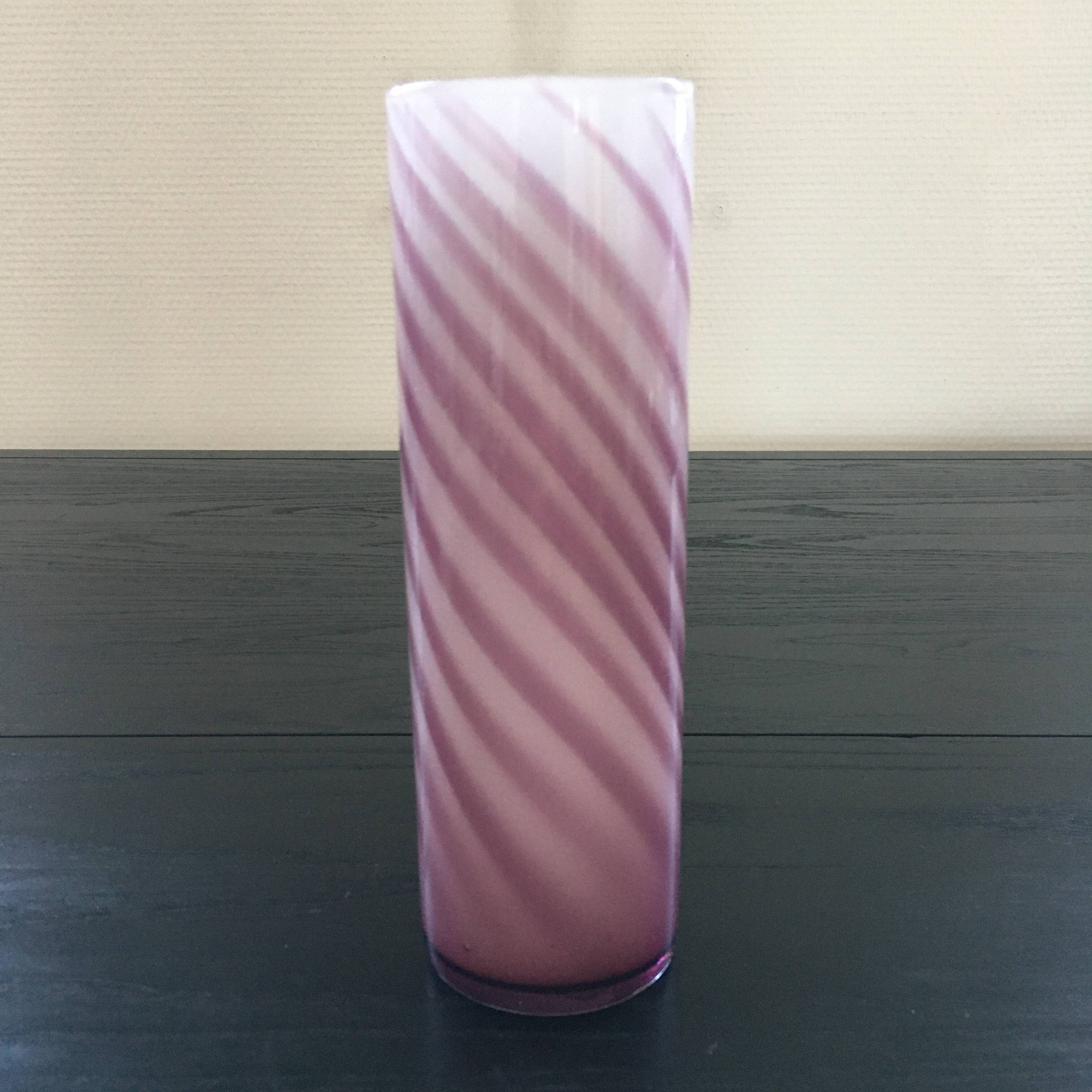 Two-tone pink glass vase