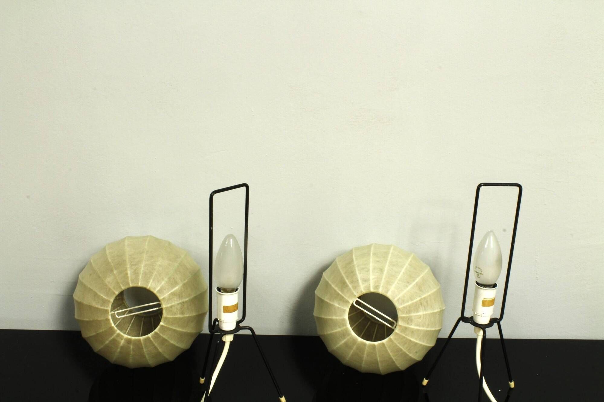 Pair of Cocoon Bedside Lamp by Friedel Wauer for Goldkant, 1960’s