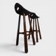 Lot de 2 tabourets brutalistes en bois massif taillé main