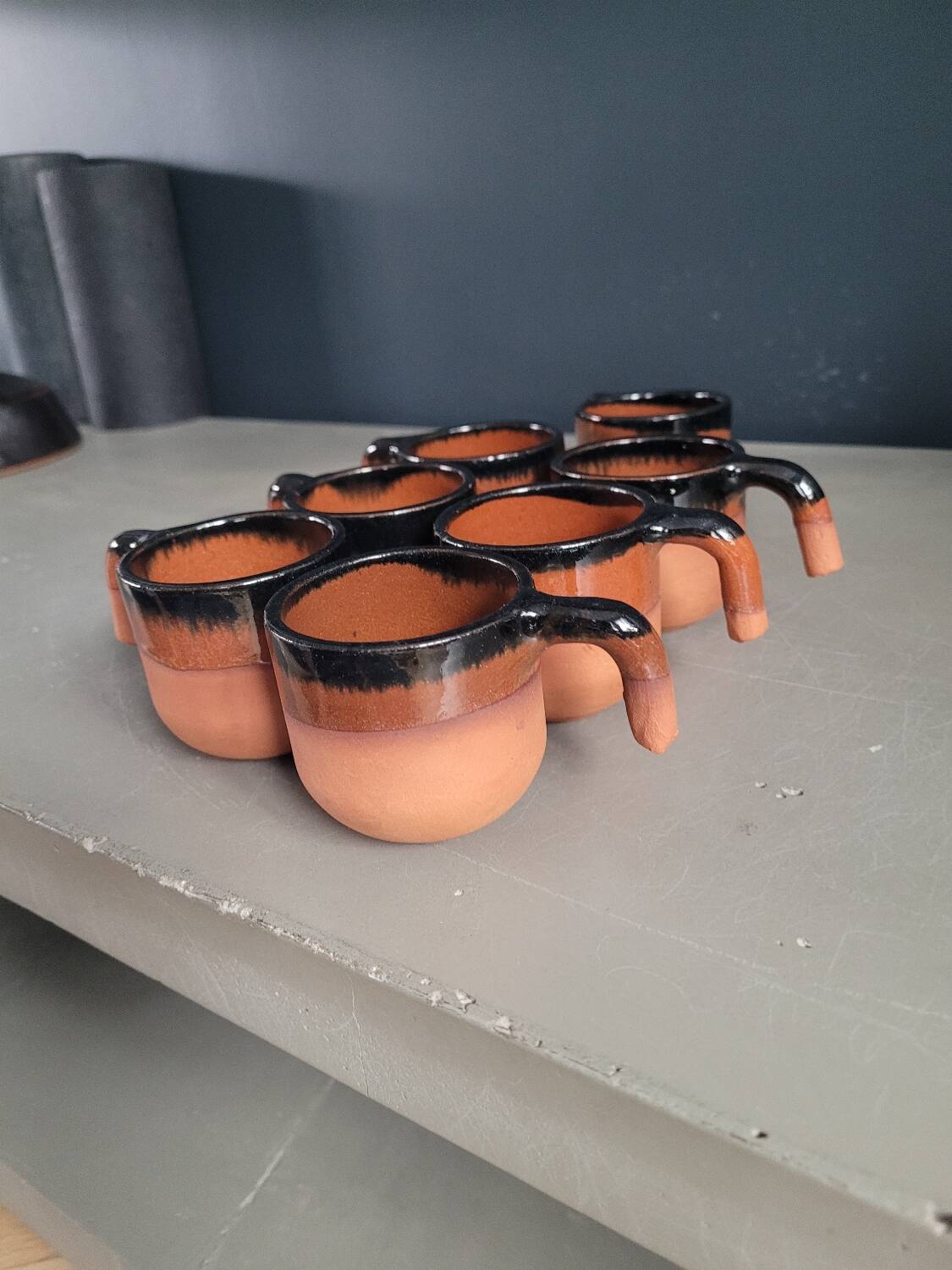 Set of 7 terracotta coffee cups