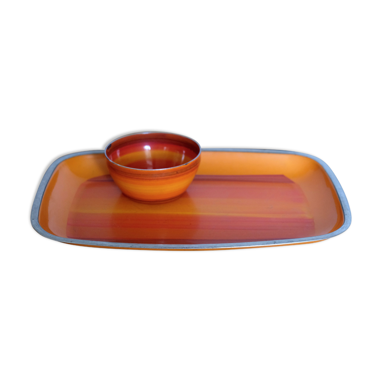 Serving dish and its enamelled aluminium bowl Silit Design from the 60s
