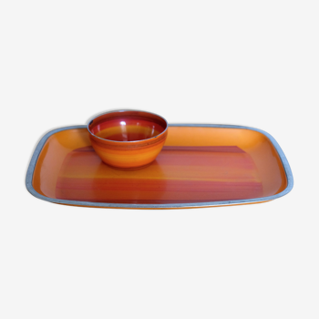 Serving dish and its enamelled aluminium bowl Silit Design from the 60s