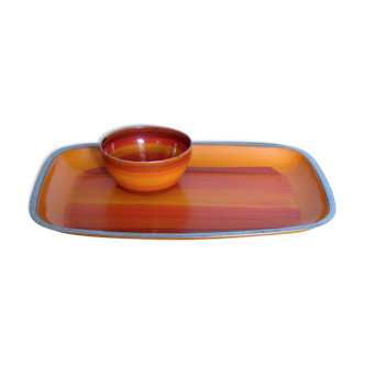 Serving dish and its enamelled aluminium bowl Silit Design from the 60s