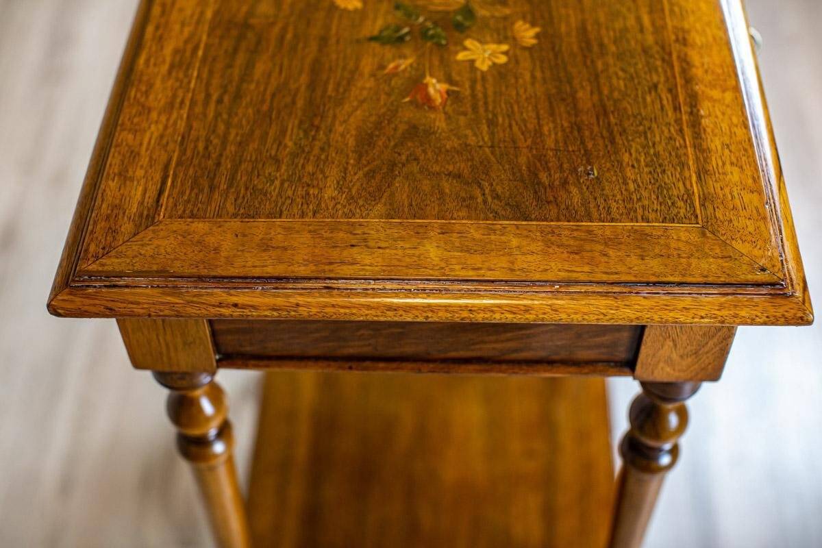 Antique Sewing Table with Inlaid Top, 1890s
