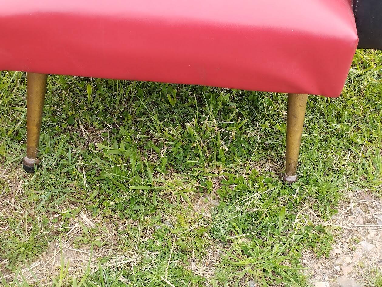 Pair of vintage 60s armchairs – Red and black faux leather