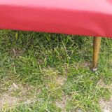 Pair of vintage 60s armchairs – Red and black faux leather