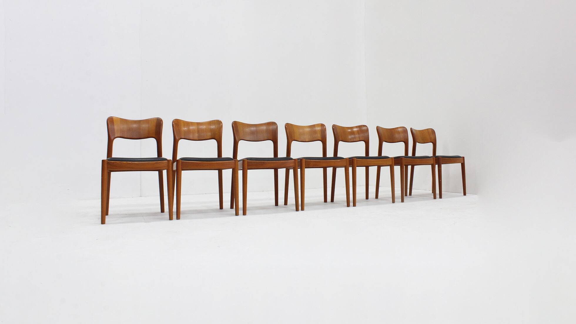 Vintage Danish dining chairs by Niels Koefoed 1960s teak set of 7