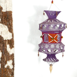 Purple macrame pendant light, 70s