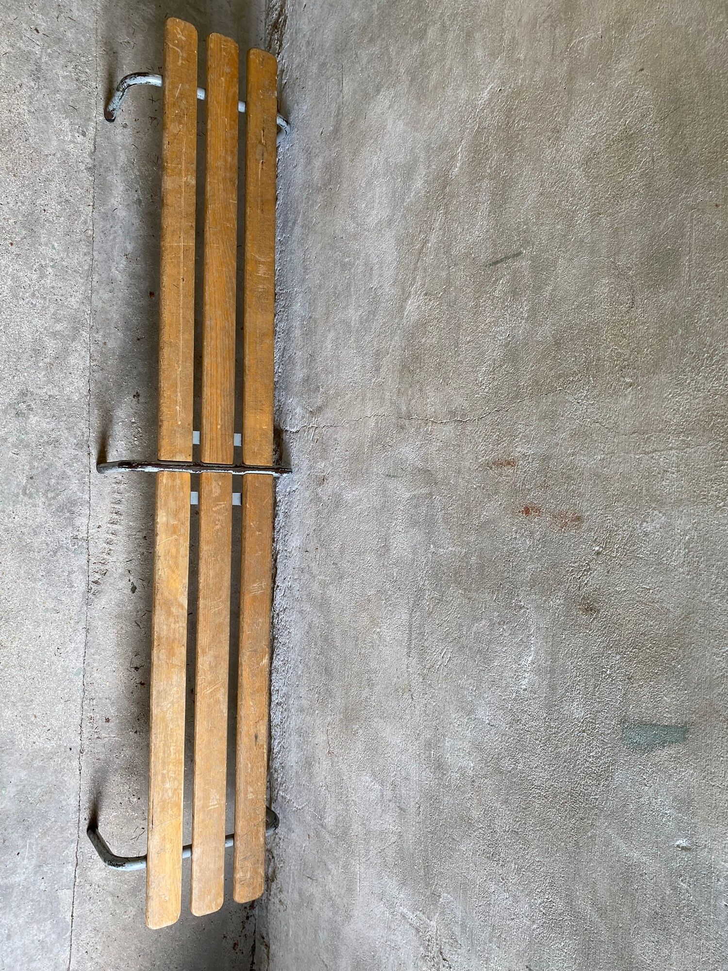 Vintage kindergarten bench wood & metal lacquered