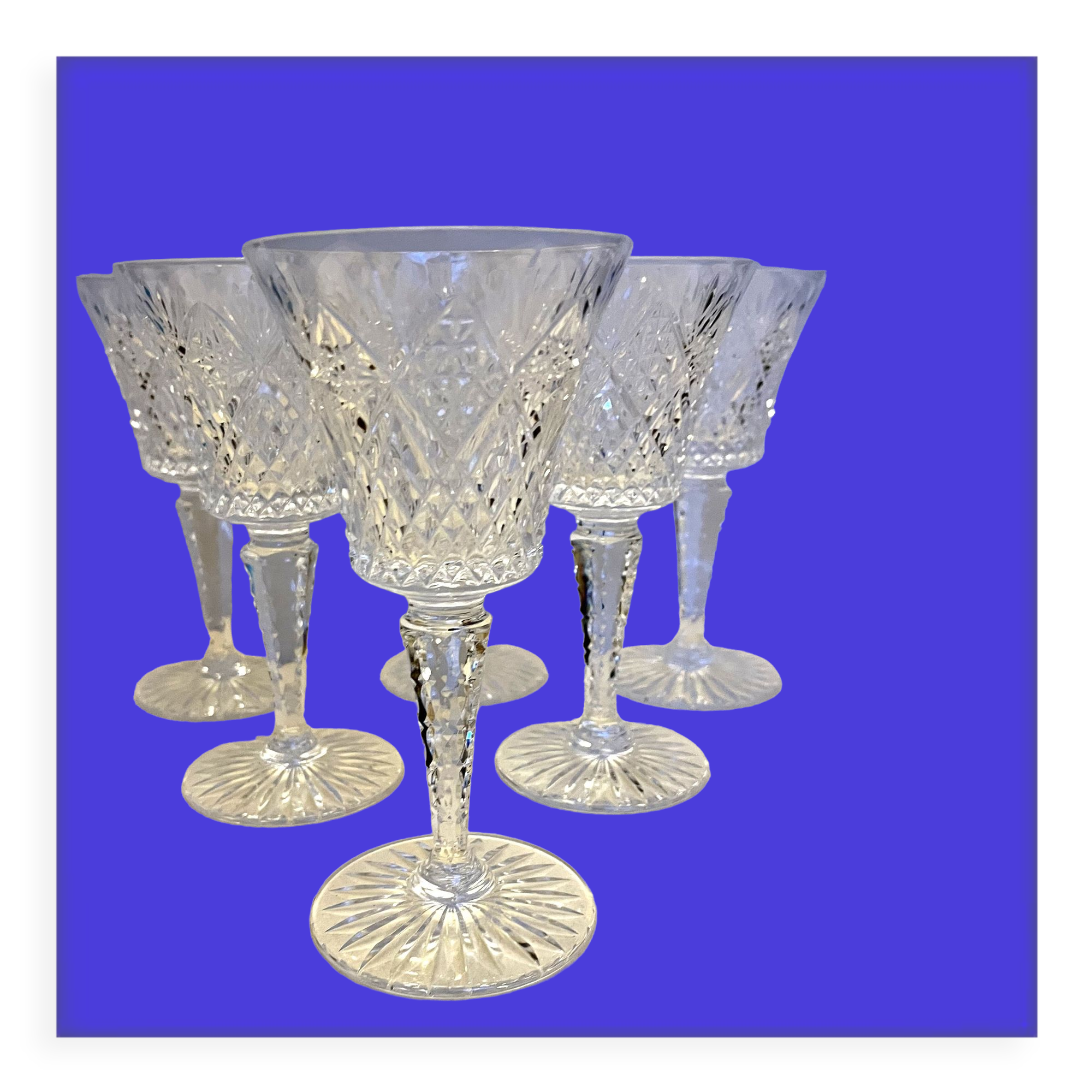6 Cut crystal wine glasses