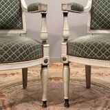 Pair of armchairs in lacquered wood from the directoire period circa 1795