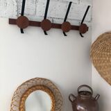 Teak and metal hooks