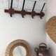 Teak and metal hooks