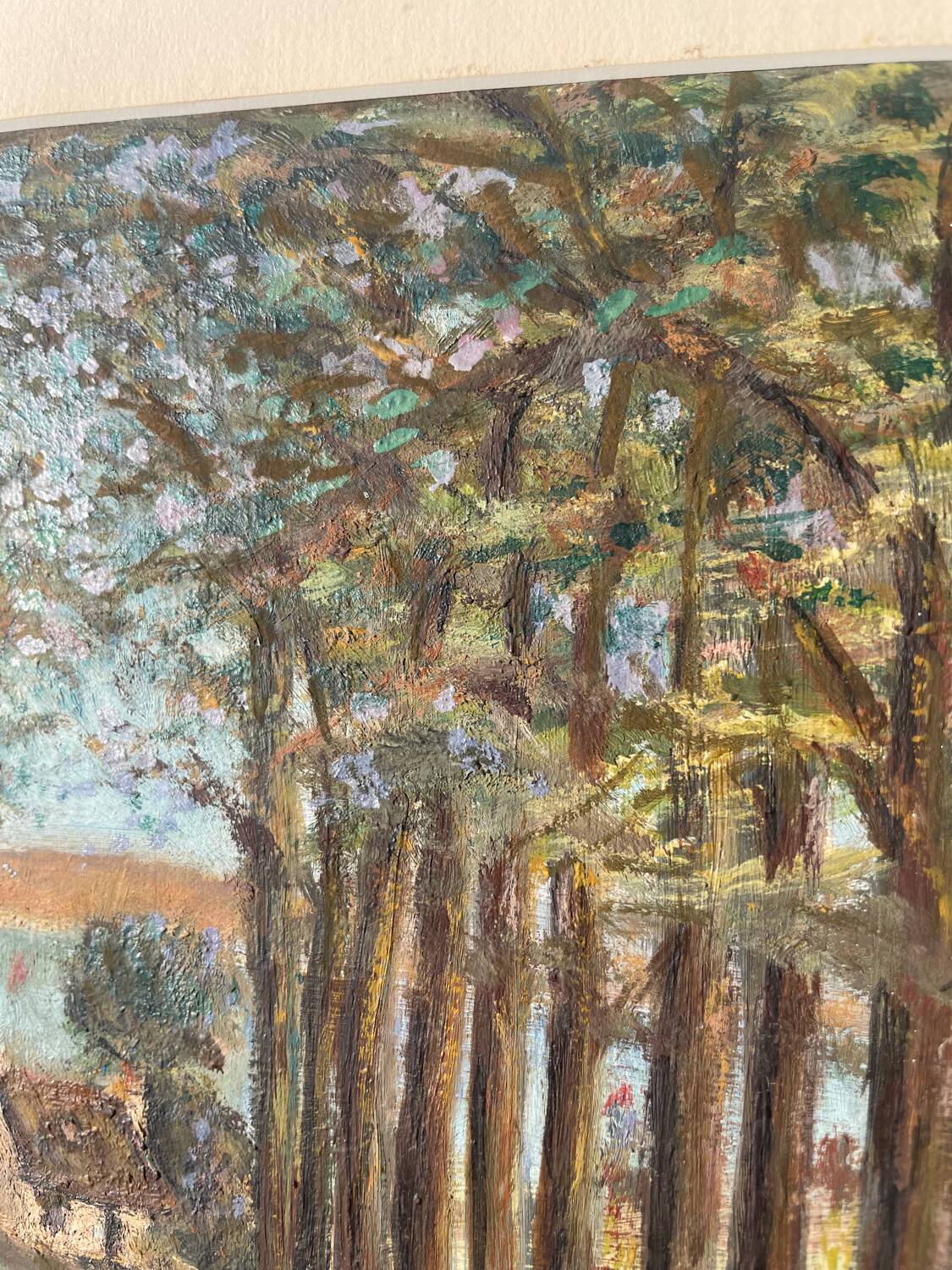 Peinture ancienne paysage breton cadre bois