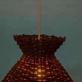 Bohemian suspension from the sixties, woven vintage lampshade.