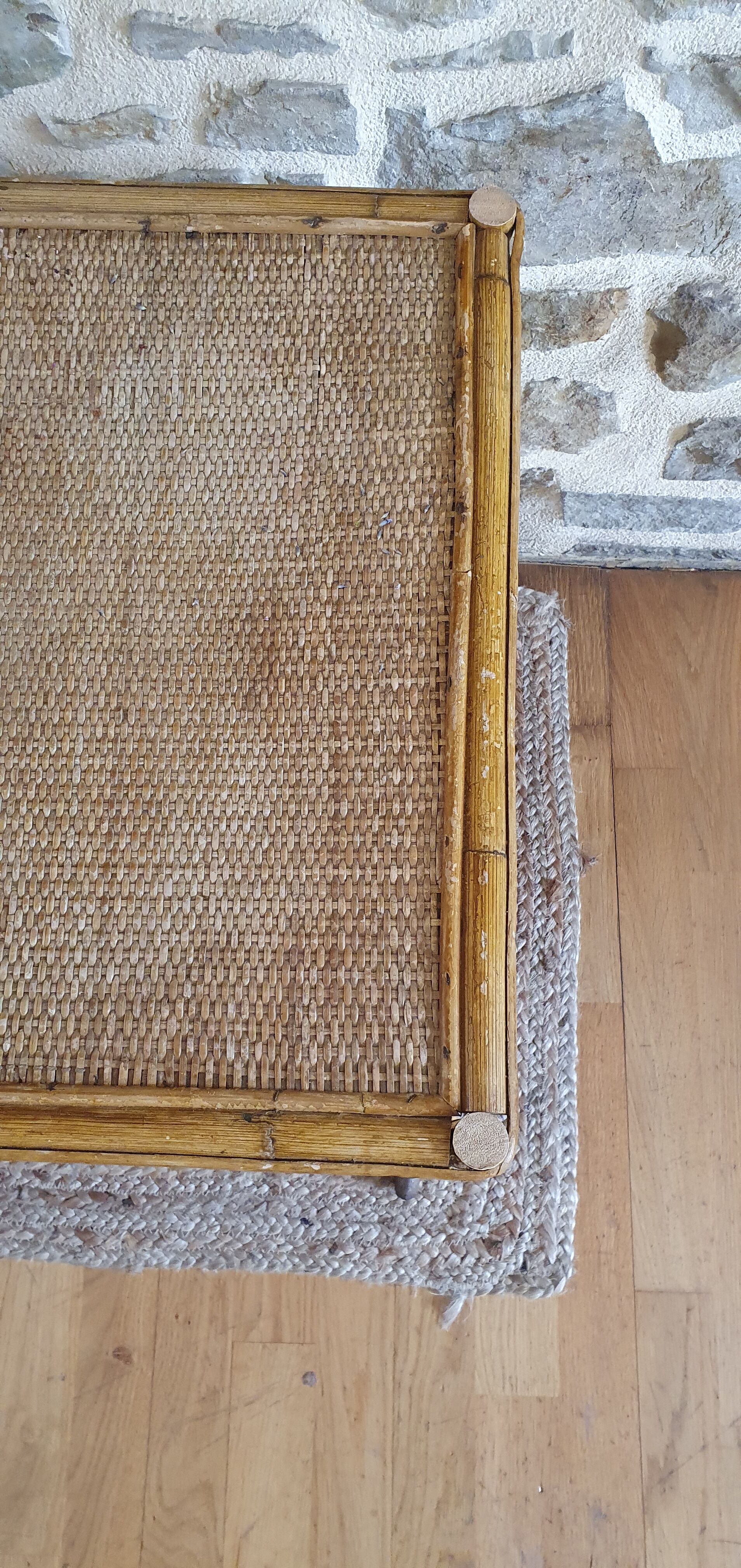 Serving table in rattan