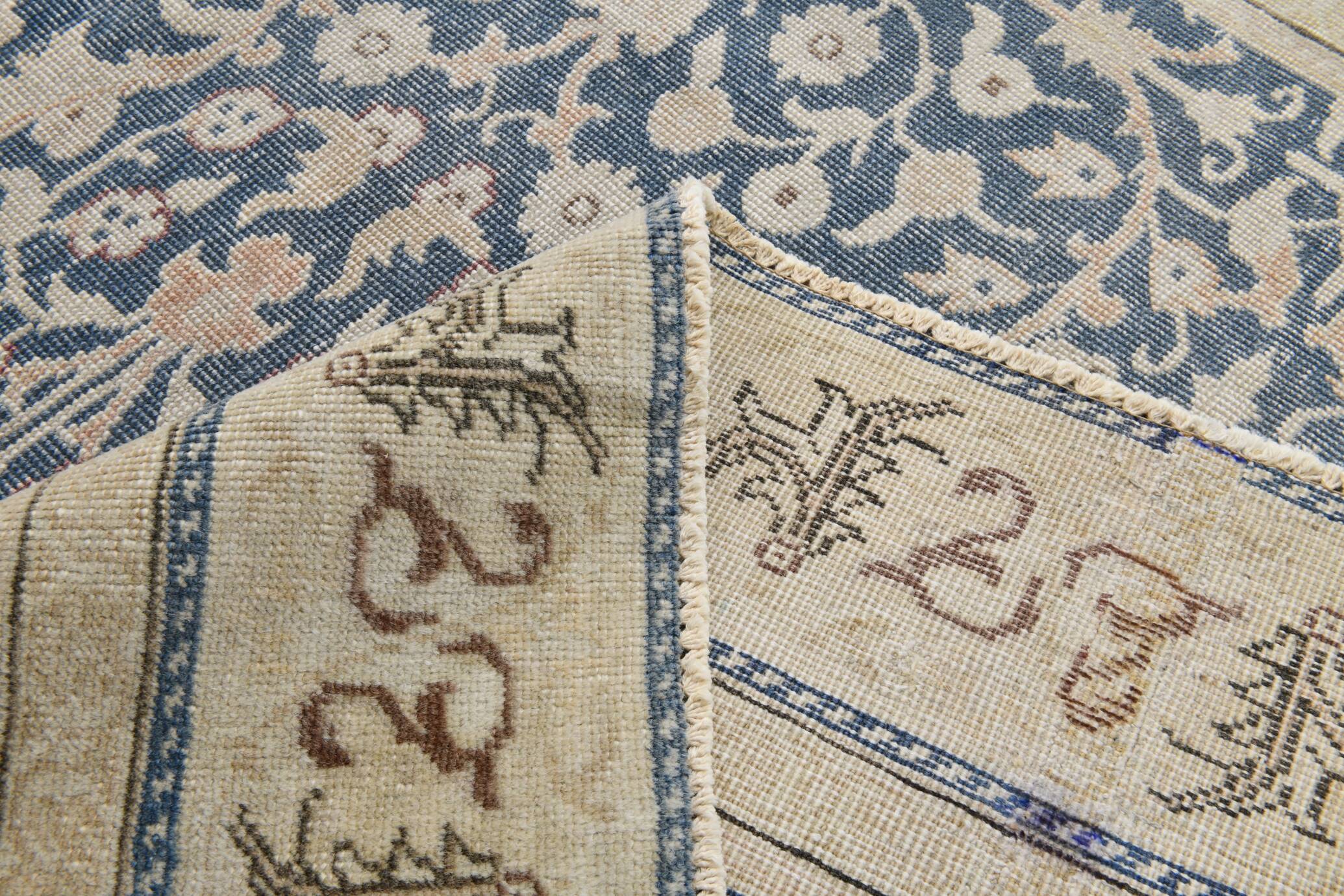 4x7 Navy Blue & Beige Persian Rug 135x204Cm SK 21639