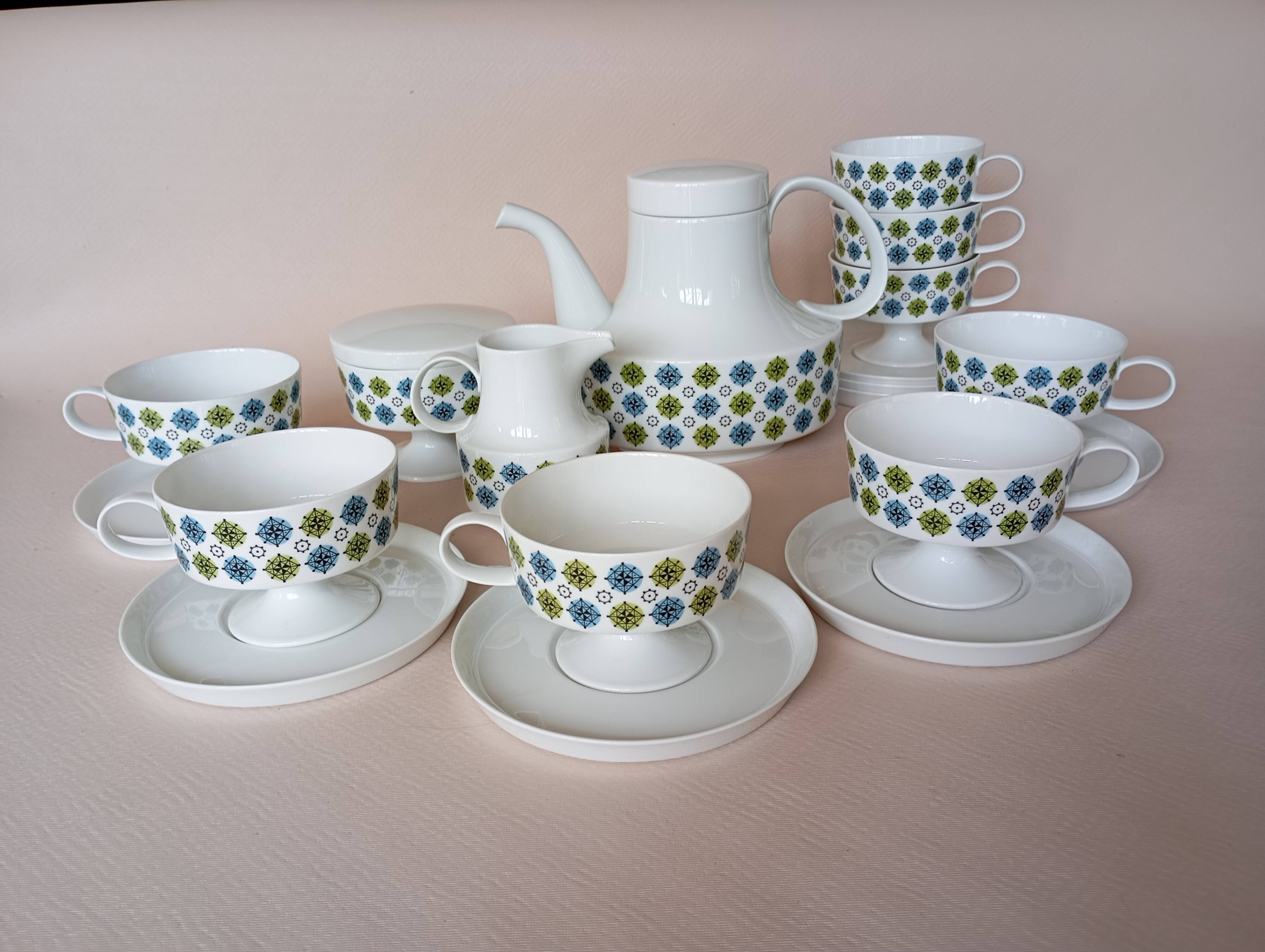 Service 8 cups "Rosette Taïga" Tapio Wirkkala & Ute Schröder for Rosenthal, ca 1970