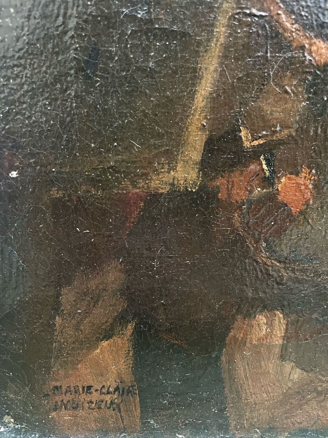 Painting old flamenco dancer Seville early 20th century