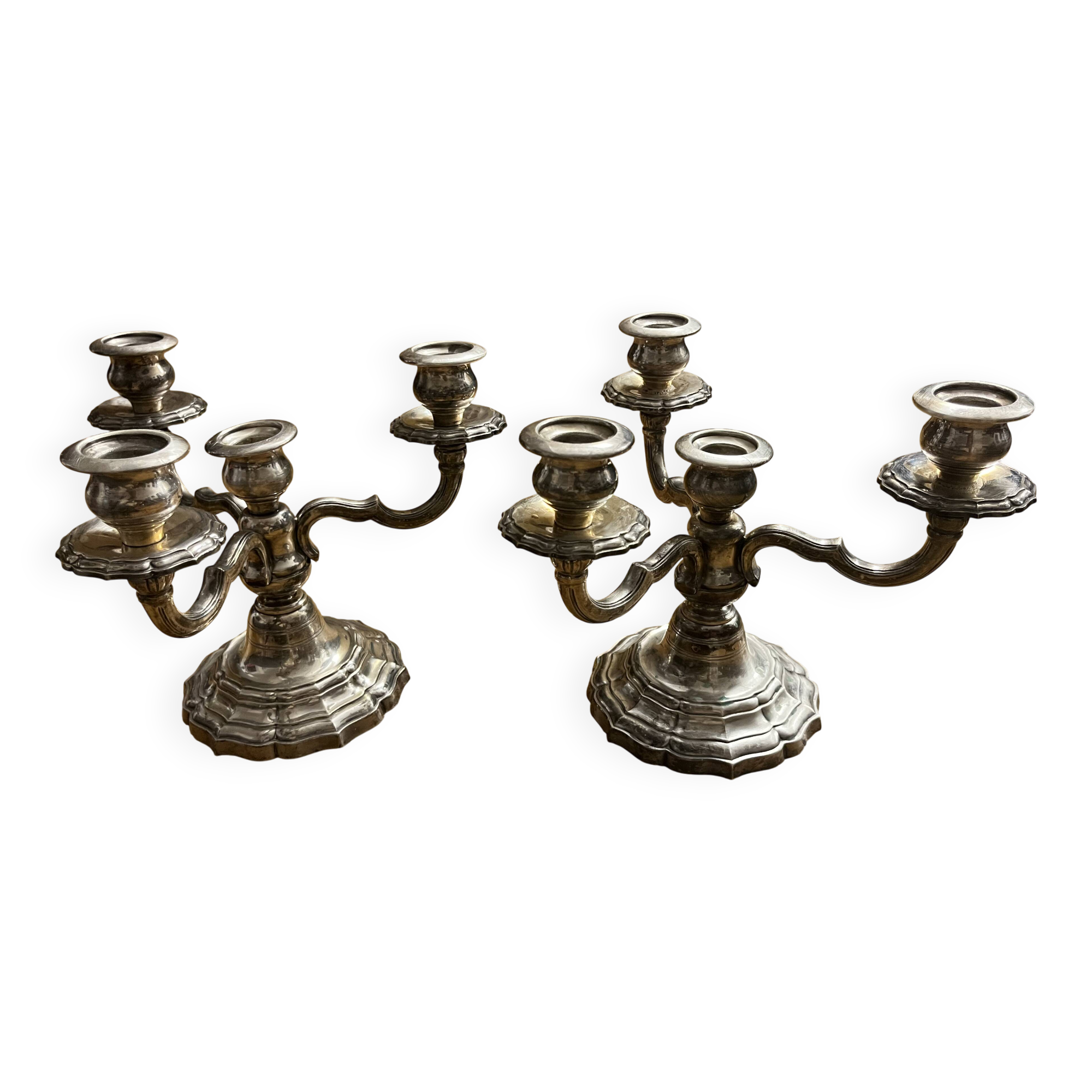 Silver-plated metal chandeliers