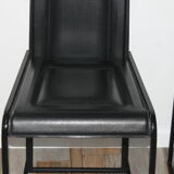 Lot de 4 chaises vintage cuir piqure sellier