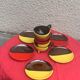 5 cups and 5 saucers signed Luc vallauris vintage