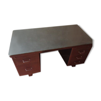 Industrial metal and glass top desk