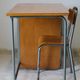 Bureau d'écolier et chaise vintage métal et bois clair