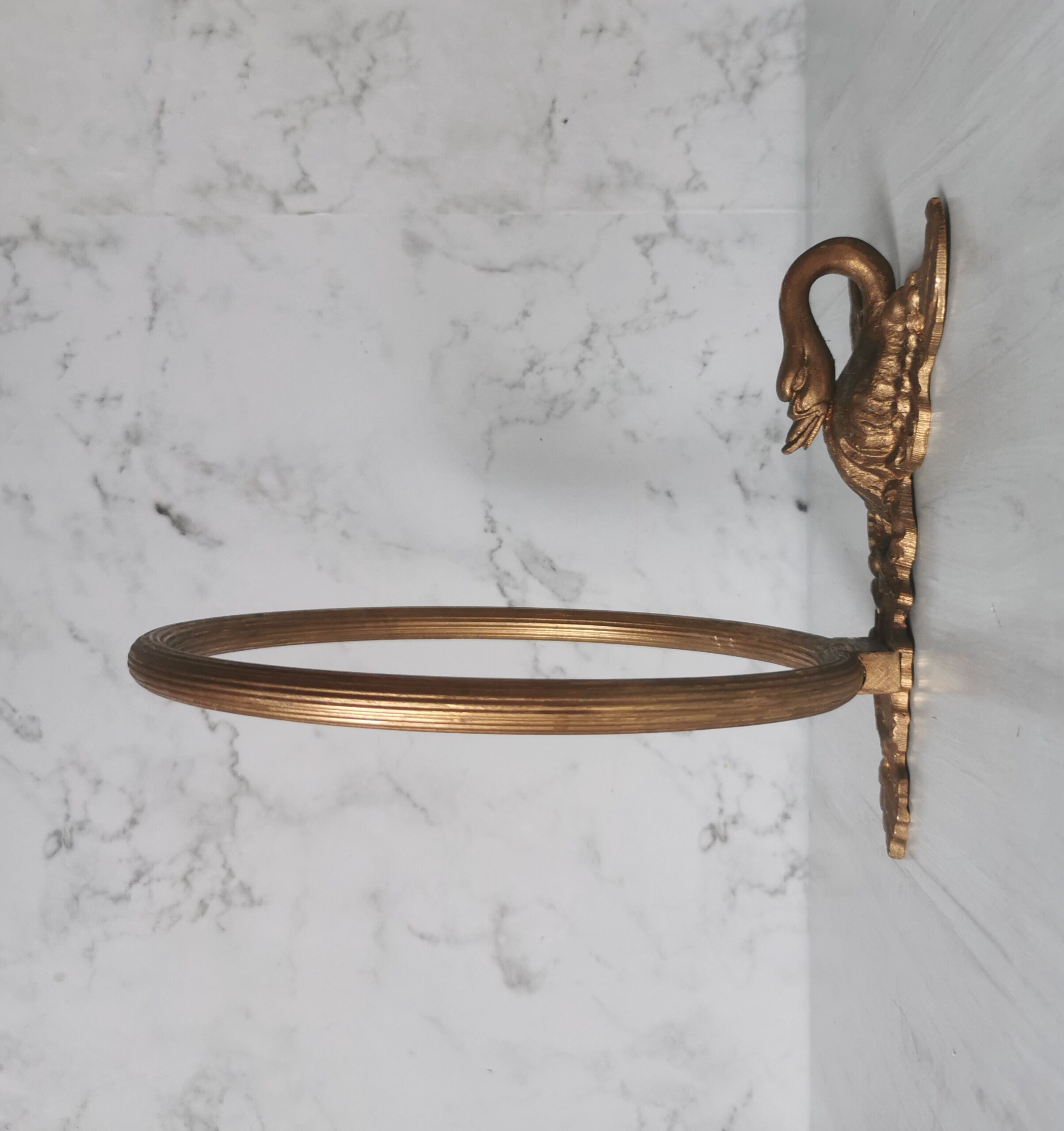 Brass swan head towel rack