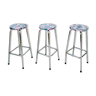 Set of 3 chrome tubular steel bar stools