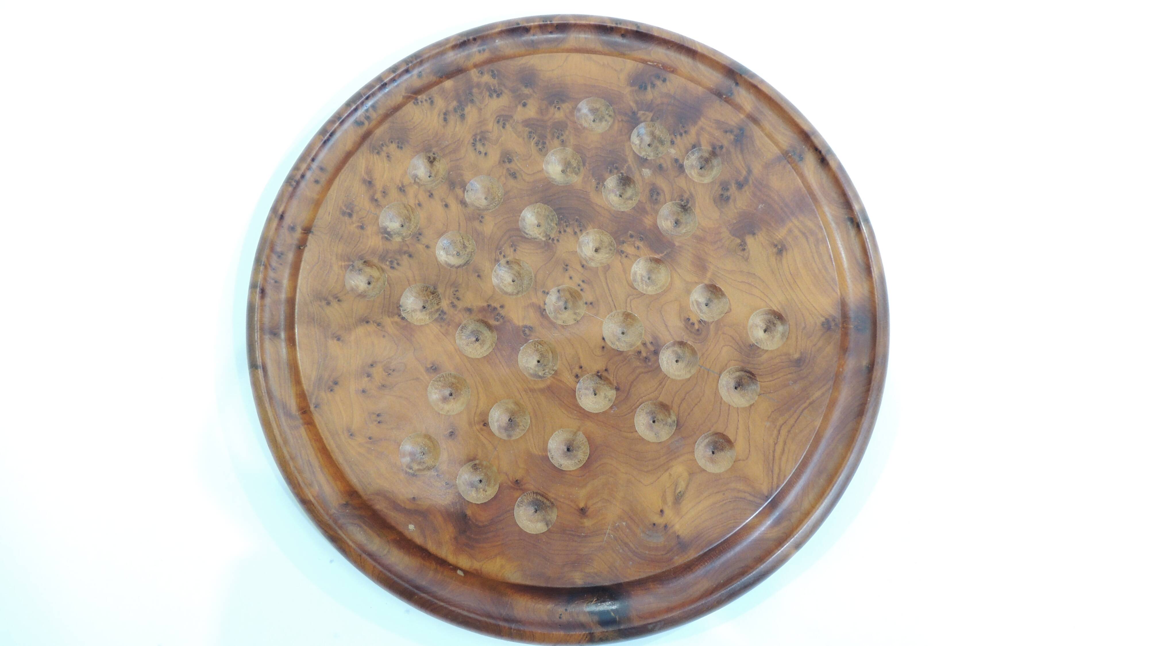 Vintage wooden solitaire game with resin balls and insects – Madaga