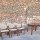 Table and its 6 vintage elm chairs, Scandinavian design furniture.