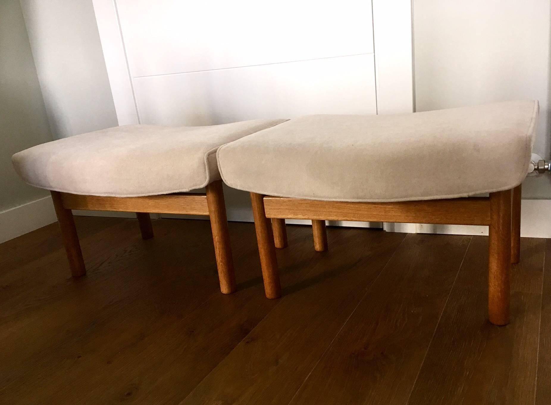 Pair of oak stools in modern Scandinavian style made by Willy Beck.