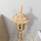 Floor lamp in rattan and vintage bamboo