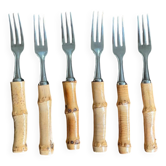 6 small vintage bamboo forks