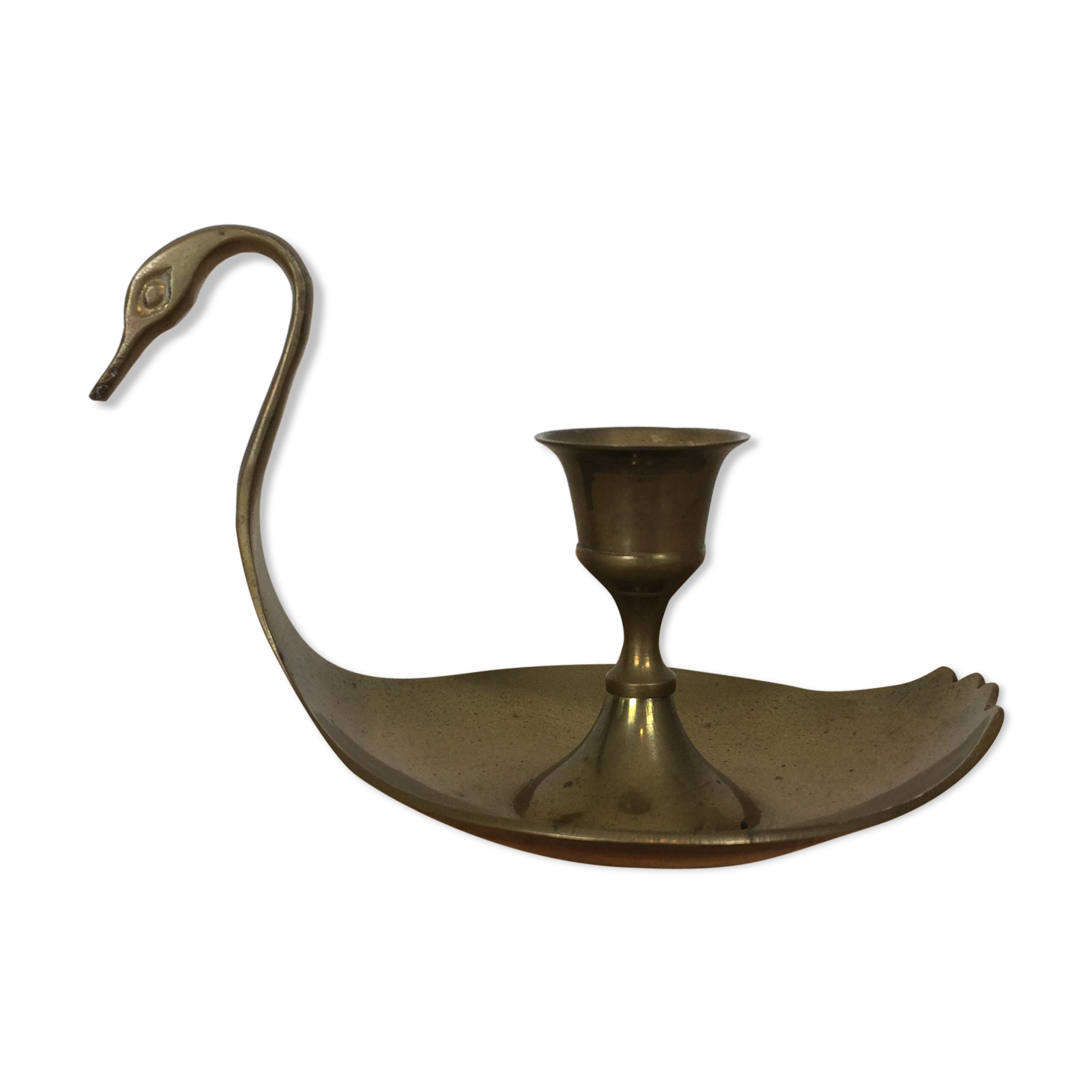 Brass swan bougeoir