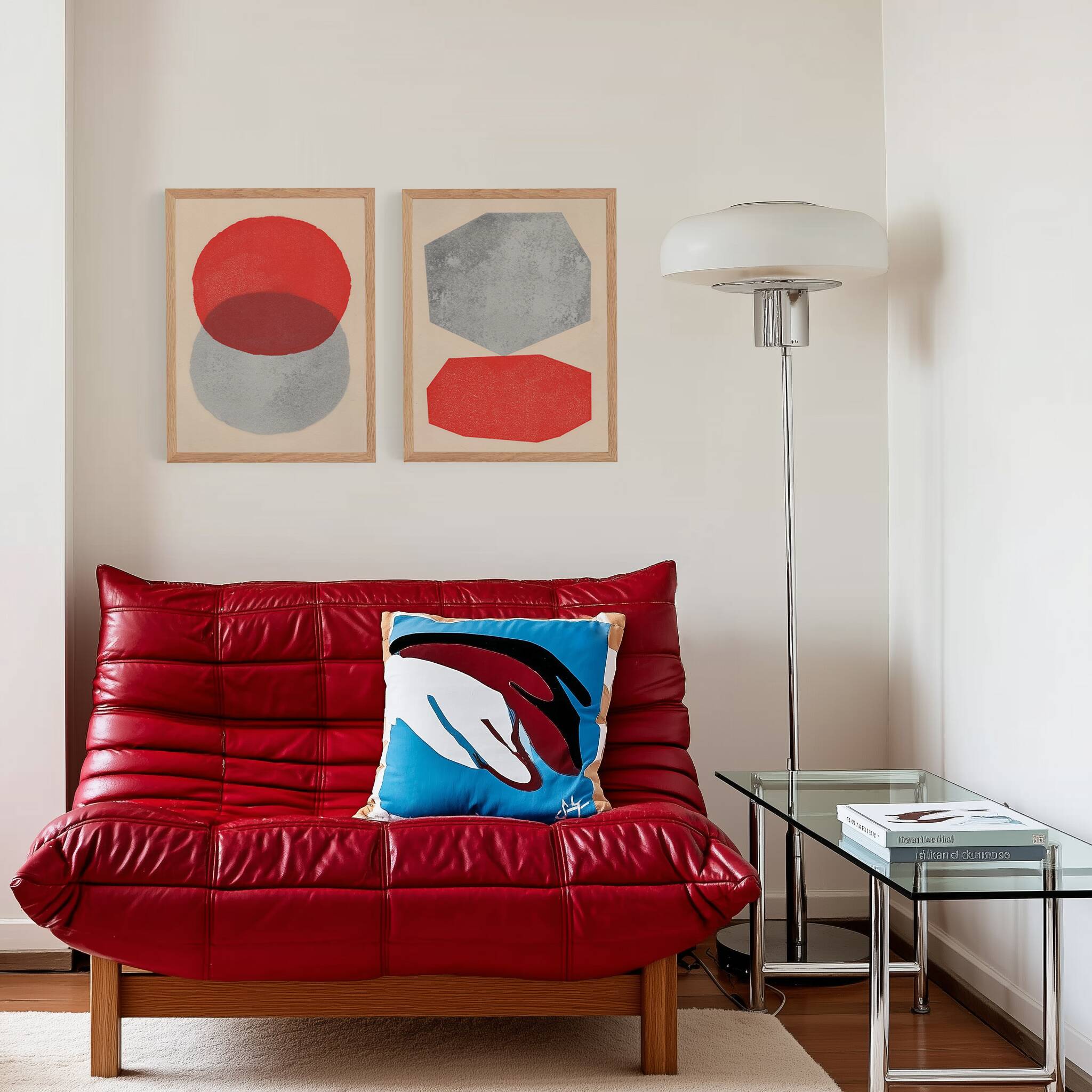 Abstract painting - 30x40cm - red and silver painting - B 262 - signed Eawy