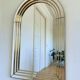 Large vintage Deknudt arched beveled panel mirror – gold, Belgium, 1980s