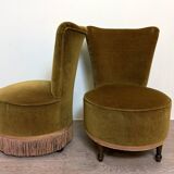 pair of toad chairs, Napoleon III period, Genoa velvet-style fabrics