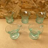 Series 5 old punch sangria glasses médicis vintage bubble blown glass