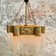 Hanging lamp Art Deco copper with glass beads