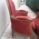 Lot 2 fauteuil voltaire médaillon bergère rouge bois sculpture