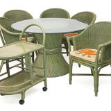 Rattan lounge by Maugrion, 1980