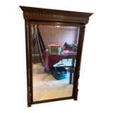 Large old solid oak trumeau mirror