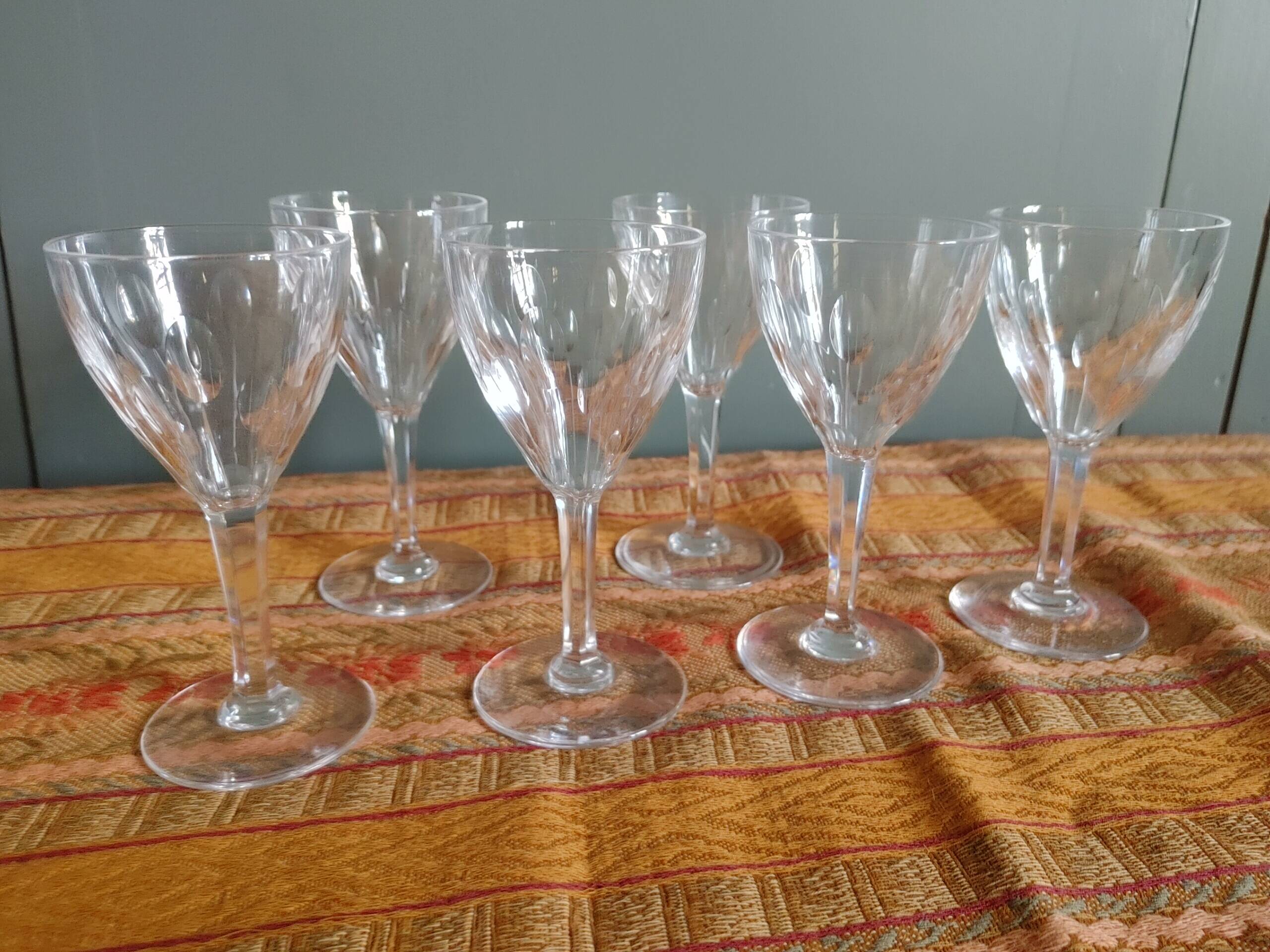 10 verres à vin blanc / porto cristal taillé val saint-lambert service nestor hauteur 12,5 cm