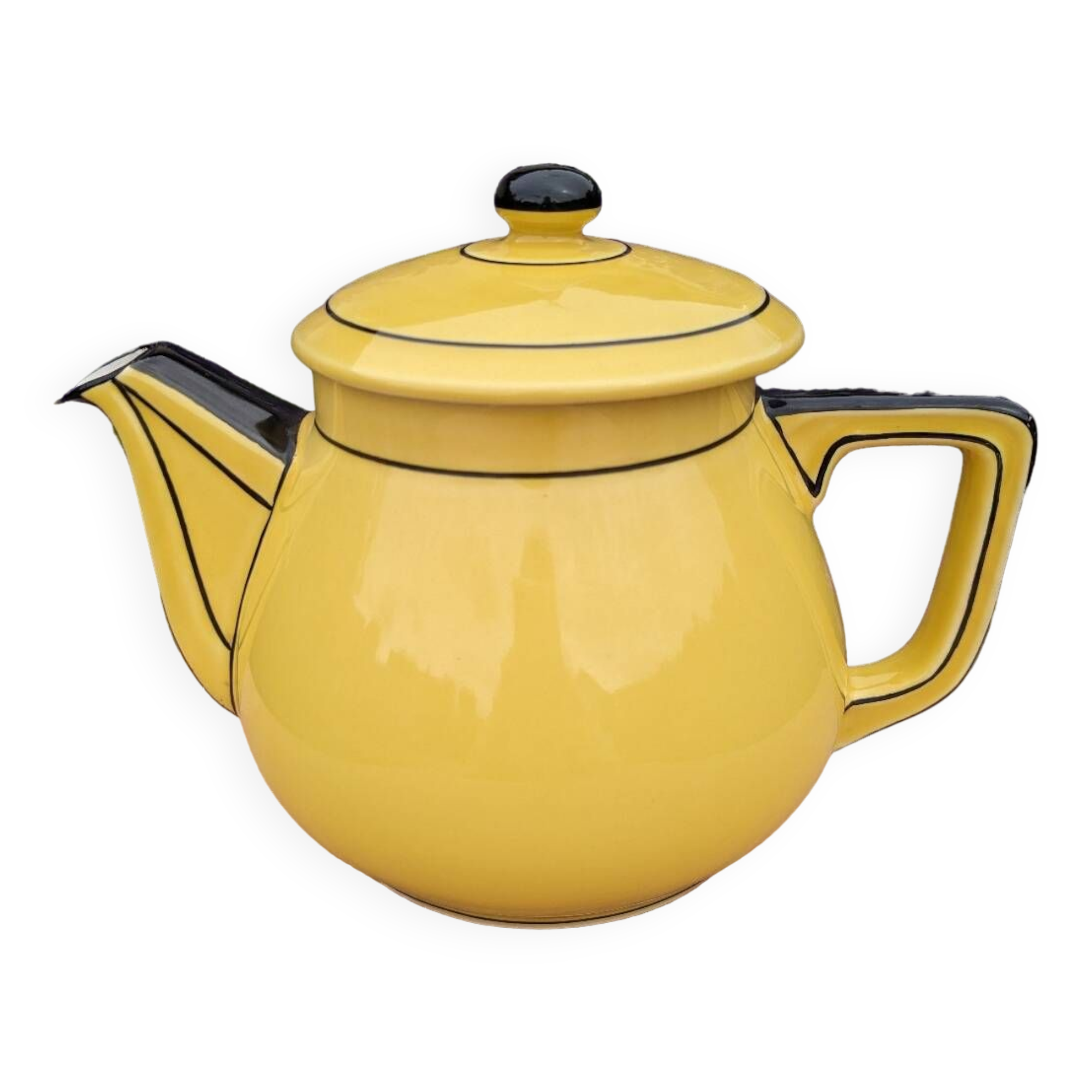 Yellow and black Art Deco style teapot / coffee maker