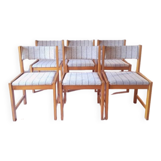 6 Danish Farstrup Scandinavian vintage chairs 1960 solid beech