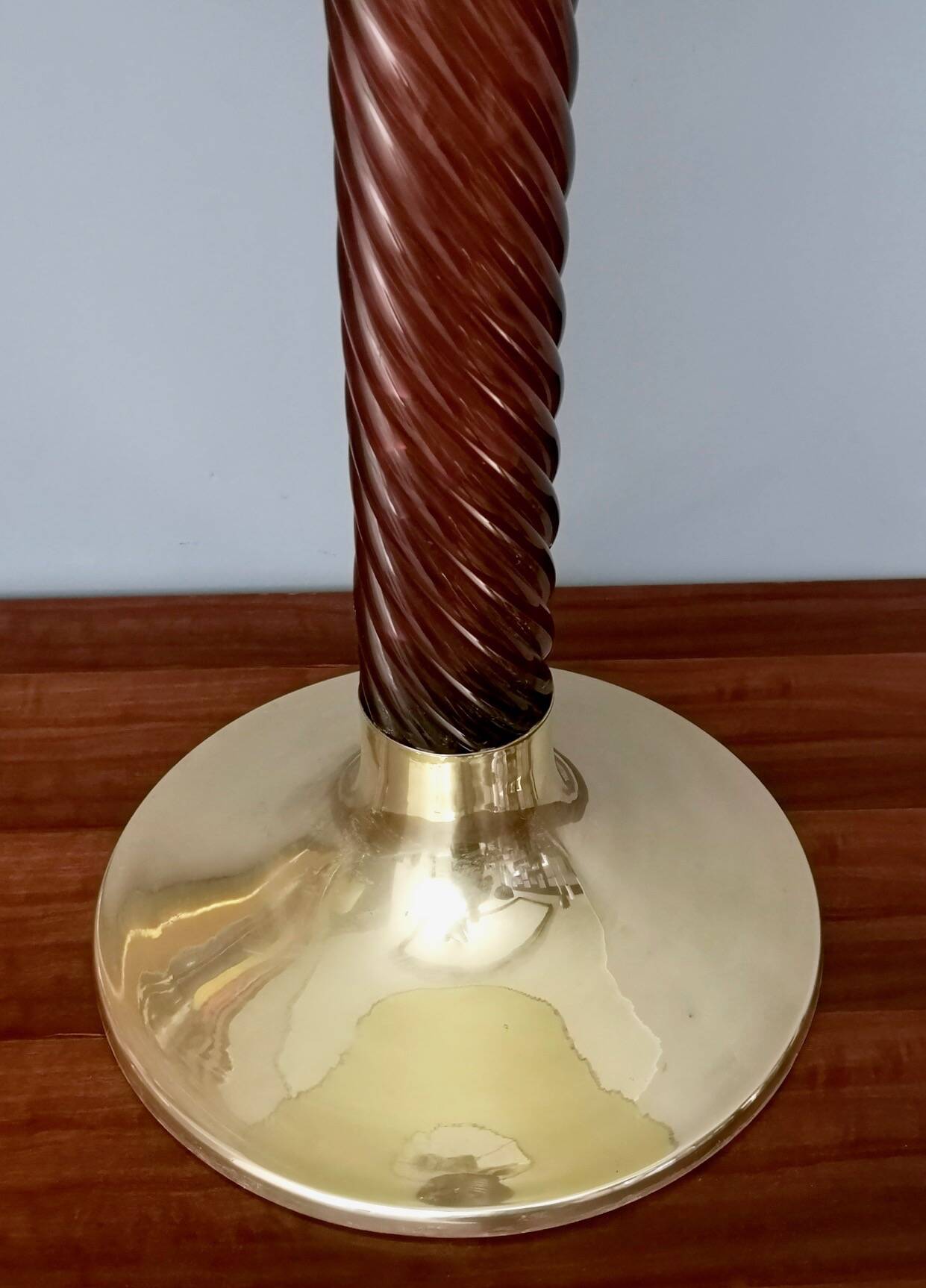 Burgundy Plexiglass and Brass Table Lamps by F. Loffredo, Italy 1980s