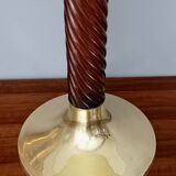 Burgundy Plexiglass and Brass Table Lamps by F. Loffredo, Italy 1980s